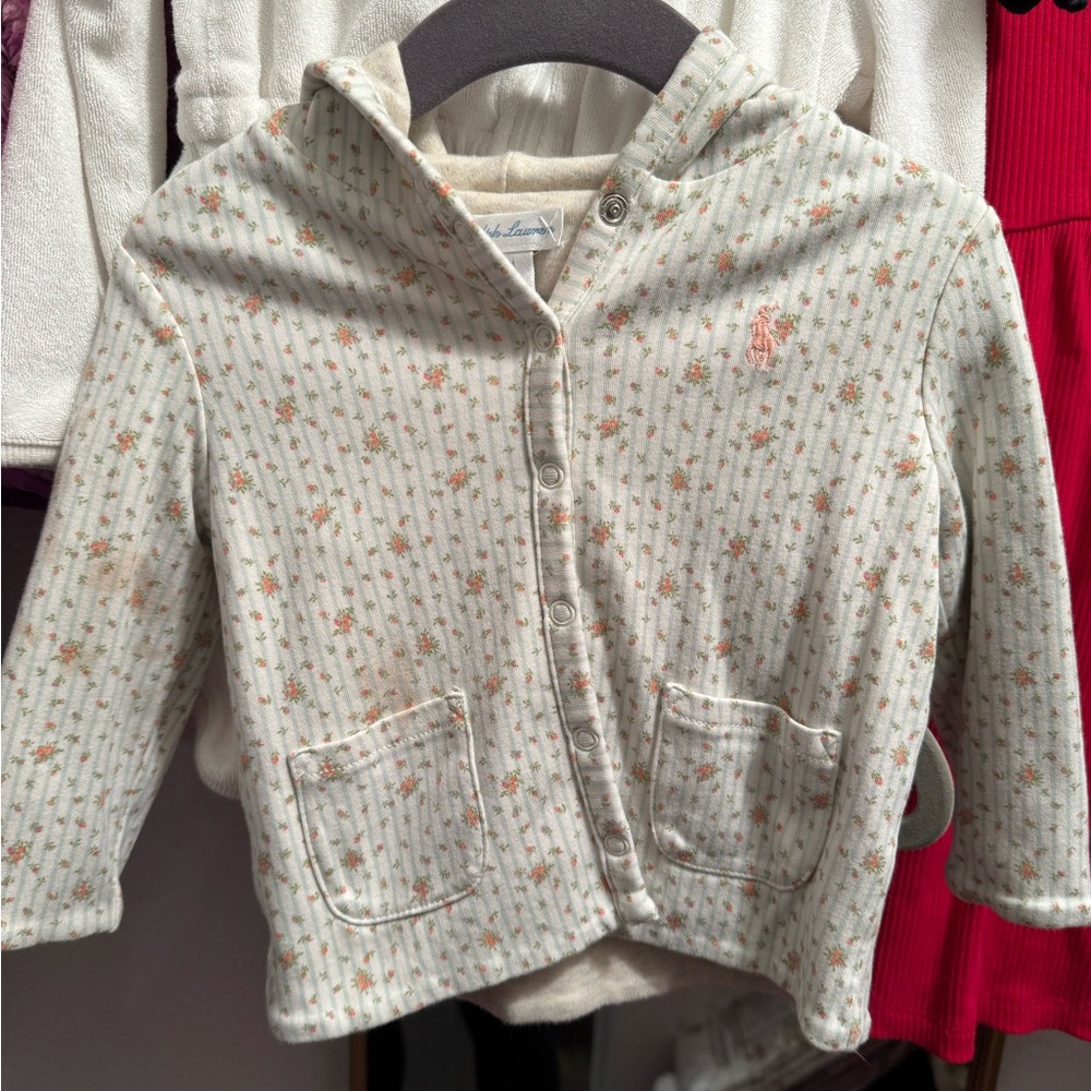 Ralph Lauren reversible Floral Button-Up Hoodie 12M